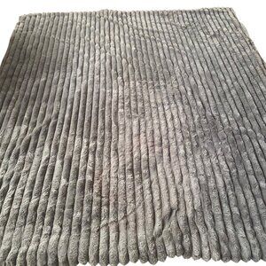 Frye Luxe Faux Fur Plush King Size Blanket Gray Ribbed Textured Heavy Defects